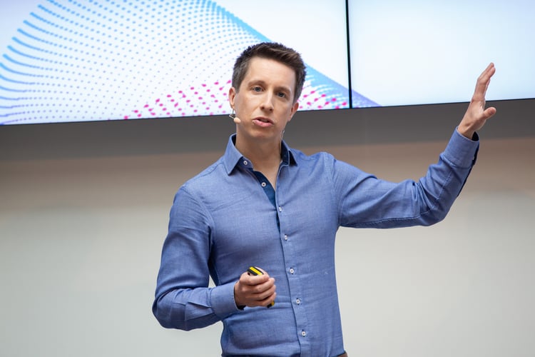 NavVis CEO and Co-Founder, Dr. Felix Reinshagen, delivering his keynote at the NavVis Summit19.
