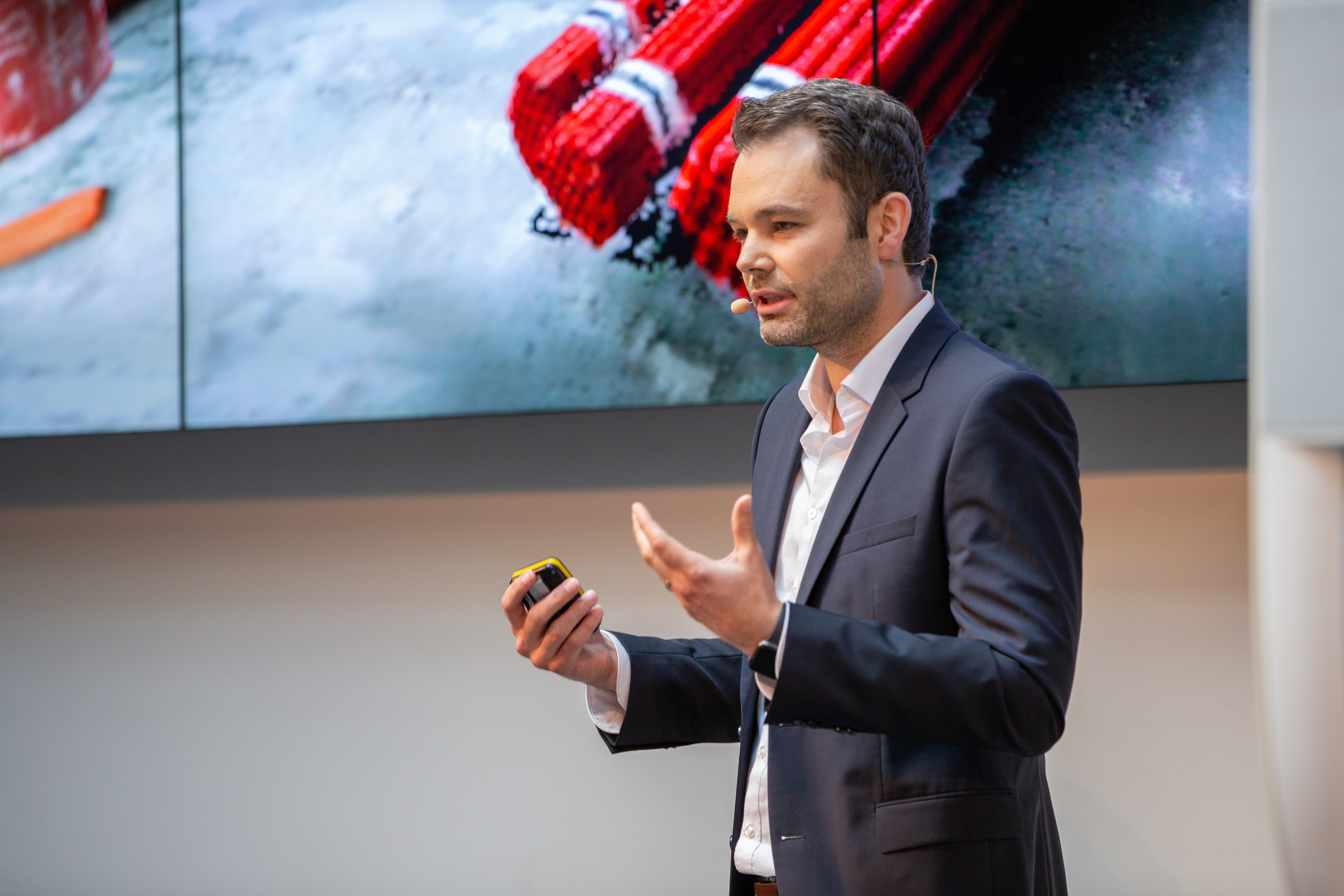 NavVis CTO and Co-Founder, Dr. Georg Schroth, presenting his keynote at the NavVis Summit19.