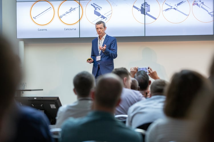 Lennart Andersson, Director of Virtual Design at The LiRo Group, speaking at the NavVis Summit19.