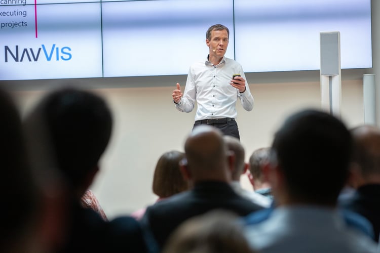 Head of Global Sales, Finn Boysen, on stage at the NavVis Summit19.
