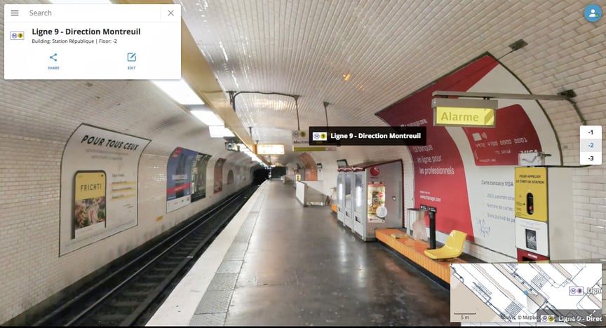 République Métro in Paris as an immersive 360° walkthrough displayed in NavVis IndoorViewer